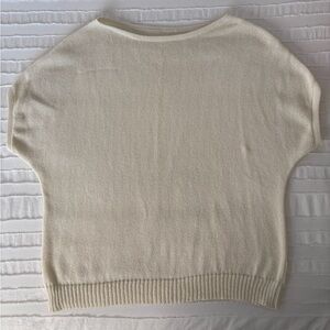 Cream Short-Sleeve Knit Sweater Top